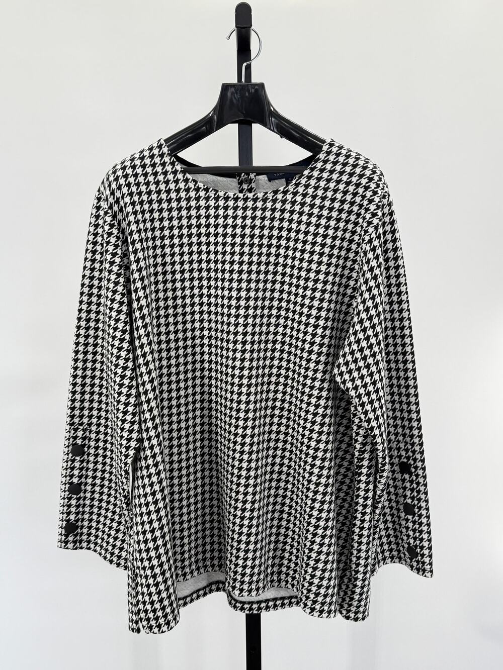 NWT Tommy Hilfiger Houndstooth "Bon Sorbonne" 1X Knit Top Career Office Modest